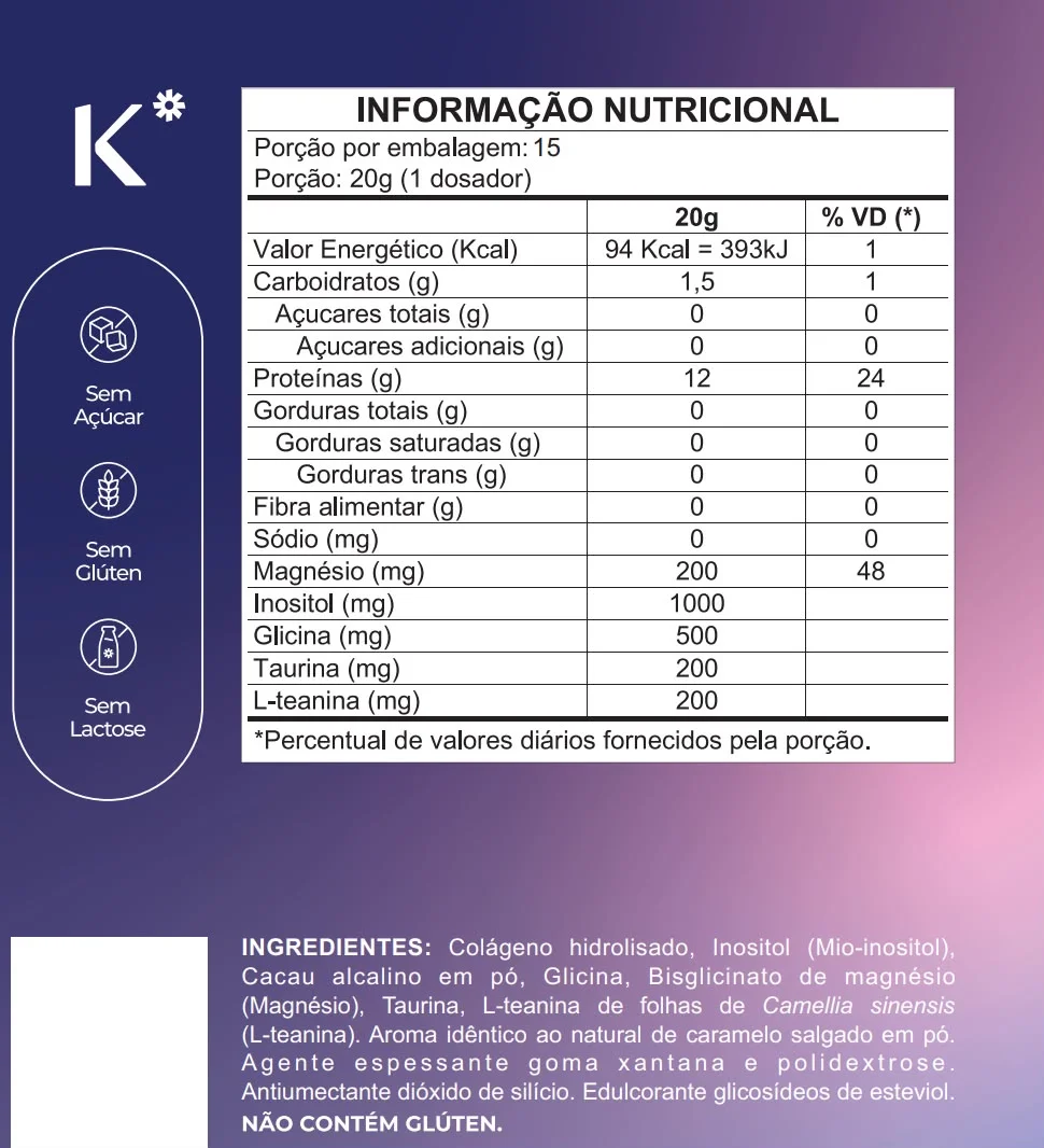Tabela nutricional do Kakauma